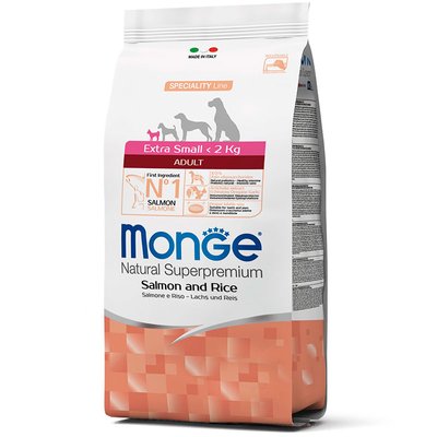 Monge Extra Small Adult - Сухий корм з лососем і рисом для дорослих собак дрібних порід 70011464 фото
