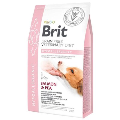 Brit GF Veterinary Diet Dog Hypoallergenic - Беззерновая диета при пищевой аллергии с лососем, горохом и гречкой для собак 170939/8042 фото
