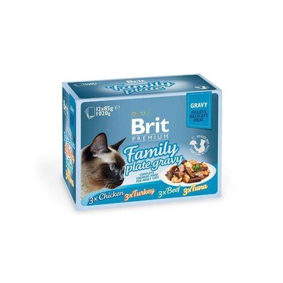 Brit Premium Cat Family Plate Gravy - Набор паучей "Семейная тарелка" в соусе для кошек 111257/422 фото