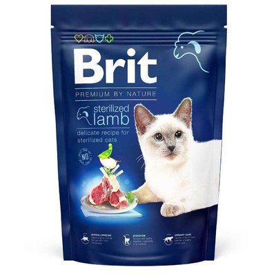 Brit Premium by Nature Cat Sterilized Lamb - Сухий корм з ягням для дорослих стерилізованих котів з чутливим травленням 171847 фото