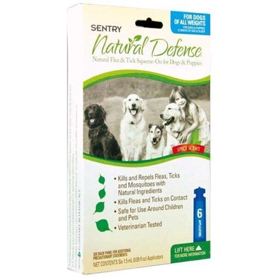 Sentry Natural Defense Flea & Tick Squeeze-On - Натуральні краплі від бліх і кліщів для собак, 1 піпетка 22794 фото