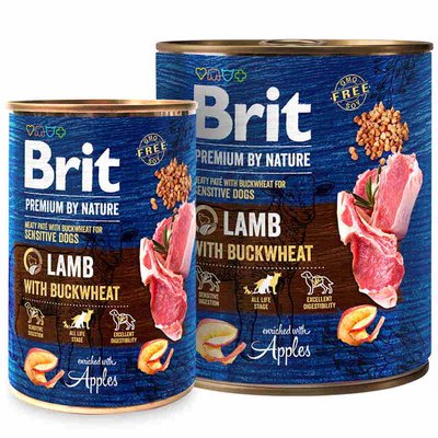 Brit Premium by Nature Lamb with Buckwheat - Консервований корм з ягням та гречкою для собак 100414/8614 фото