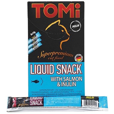 Tomi Liquid Snack с лососем и инулином для кошек 490167 фото