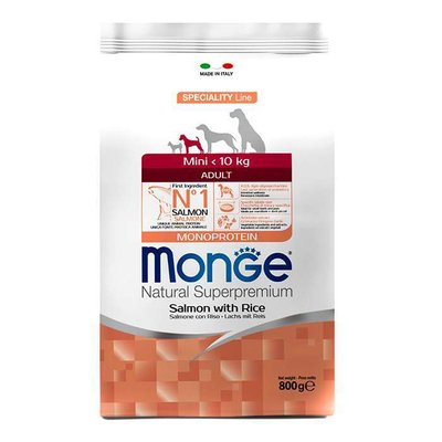 Monge Monoprotein Mini Adult Salmon with Rice - Сухий монопротеїновий корм із лососем та рисом для дорослих собак маленьких порід 70011563 фото