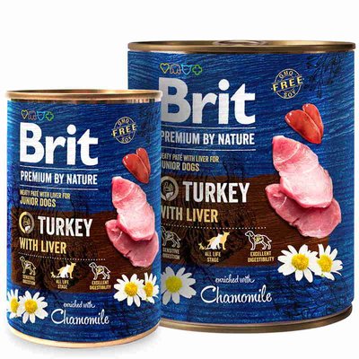 Brit Premium by Nature Turkey with Liver - Консервированный корм с индейкой и индюшиной печенью для молодых собак 100408/8553 фото