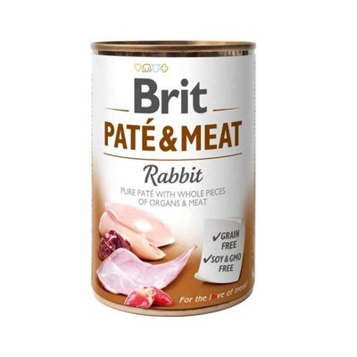Brit PATE & MEAT Rabbit - Консервований корм з кроликом для собак 100863/100076/0311 фото