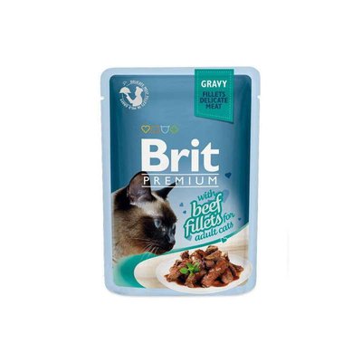 Brit Premium Cat Beef fillets in Gravy - Вологий корм зі шматочками з філе яловичини в соусі для котів 111253/555 фото