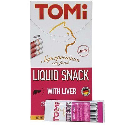 Tomi Liquid Snack с курицей, печенью и биотином для кошек 490976 фото