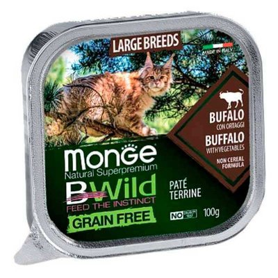 Monge BWild Grain Free Wet Buffalo Large Breeds - Консервований беззерновий корм з м'яса буйвола для кошенят та дорослих котів великих порід 70012850 фото