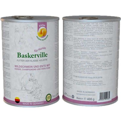 Baskerville Holistic Wildschwein und Ente Mit Kurbis - Консерви для собак з м'ясом кабана, качки і гарбузом 21560 фото