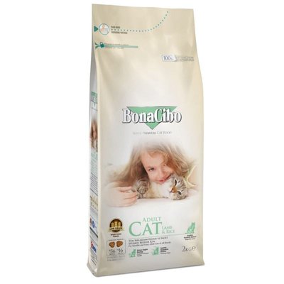BonaCibo Adult Cat Lamb & Rice - Сухий корм з м'ясом ягняти і рисом для дорослих котів всіх порід з чутливим травленням BC406120 фото