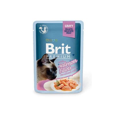 Brit Premium Brit Premium Cat Salmon fillets in Gravy - Влажный корм с лососем в соусе для стерилизованных кошек 111254/562 фото