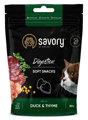 Savory Cat Digestion Soft Snack - Ласощі м’які для котів з качкою для поліпшення травлення 31409 фото