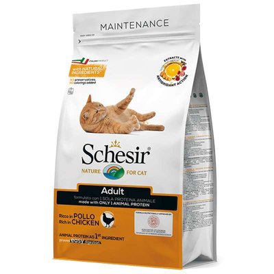 Schesir Cat Adult Chicken - Сухий монопротеїновий корм з куркою для дорослих котів ШКВК0.4 фото