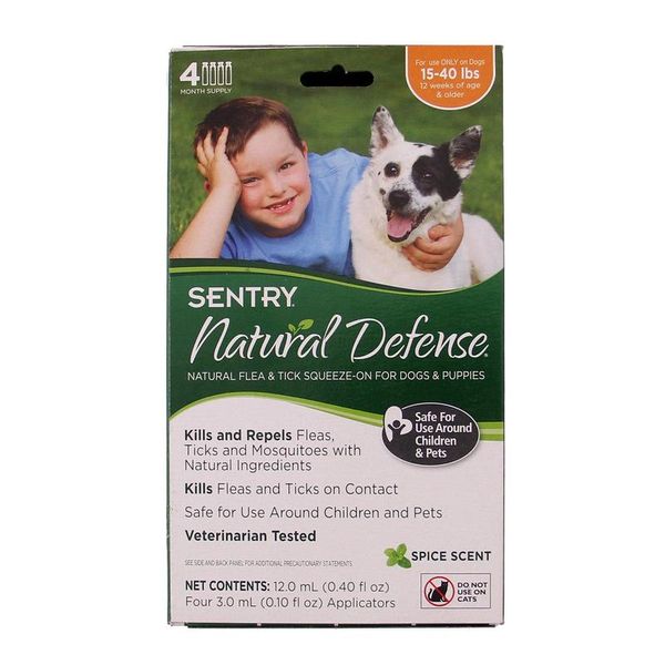 Sentry Natural Defense Flea & Tick Squeeze-on for Dogs & Puppies - Противопаразитарные капли на холку от блох и клещей для собак и щенков 22824 фото