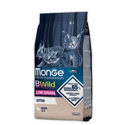 Monge BWild Low Grain Goose Kitten - Сухой низкозерновой корм из мяса гуся для котят 70012041 фото