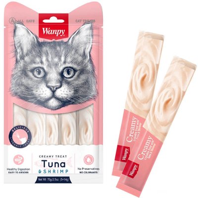 Wanpy Creamy Treat Tuna & ShrimpCat - Кремові ласощі з тунцем та креветками для котів RAC-50 фото