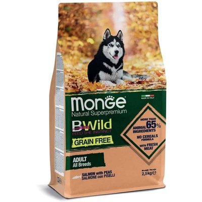 Monge BWild Grain Free Salmon & Peas Adult All Breeds - Беззерновой корм c лососем и горохом для взрослых собак всех пород 70011716 фото