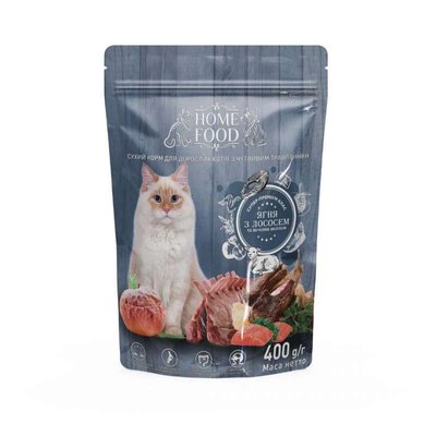 Home Food Сухой корм «Ягненок и лосось» для взрослых котов с чувствительным пищеварением 3088004 фото