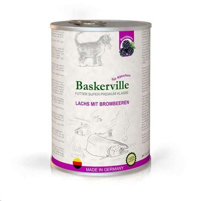 Baskerville Lachs Mit Brombeeren - Консервированный корм супер-премиум класса с лососем и ежевикой для котят всех пород 21519 фото