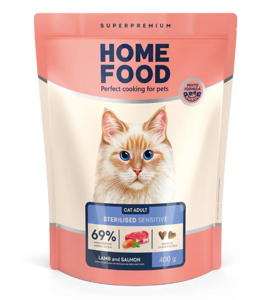Home Food Сухий корм «Ягня і лосось» для дорослих котів з чутливим травленням 3088004 фото