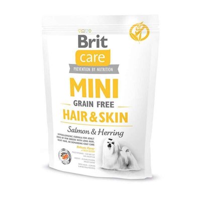 Brit Care Mini Grain Free Hair and Skin - Сухой беззерновой корм с лососем и сельдью для взрослых длинношерстных собак миниатюрных пород 170783/0237 фото
