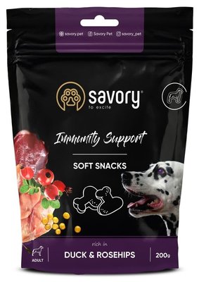 Savory Immunity Support Soft Snacks - М'які ласощі з качкою та шипшиною для зміцнення імунітету дорослих собак 31331 фото