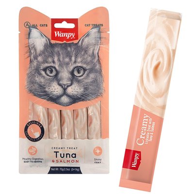 Wanpy Creamy Lickable Treats Tuna & Salmon - Кремовое лакомство с тунцем и лососем для кошек RA-52 фото
