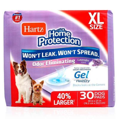 Hartz Home Protection Odor Eliminating Dog Pads XL - Супер впитывающие пеленки для щенков и собак крупных пород с уничтожителем запаха и ароматом лаванды Н14839 фото