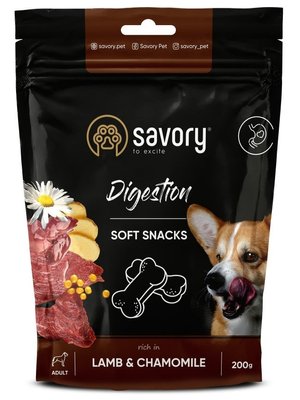 Savory Digestion Soft Snacks Lamb & Chamomile - М'які ласощі з ягням і ромашкою для поліпшення травлення дорослих собак 31348 фото