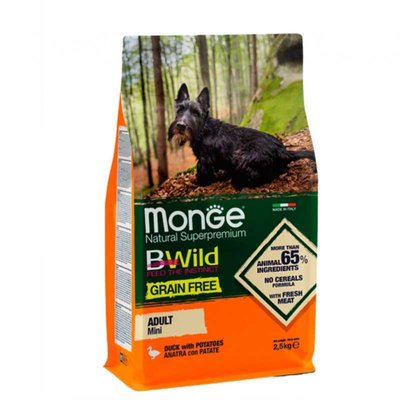 Monge BWild Grain Free Duck Adult Mini - Беззерновой корм с уткой для взрослых собак мелких пород 70004756 фото
