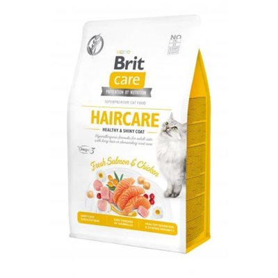Brit Care Cat Grain-Free Haircare - Сухий беззерновий корм з куркою і лососем для дорослих котів зі складним доглядом за шерстю 171307/0891 фото