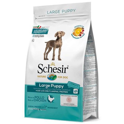 Schesir Dog Large Puppy - Сухий монопротеїновий корм з куркою для цуценят великих порід ШСЩКК12 фото