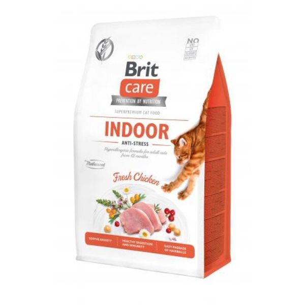 Brit Care Cat Grain-Free Indoor Anti-stress - Сухий беззерновий корм з куркою для дорослих котів, які мешкають в приміщенні 171303/0860 фото