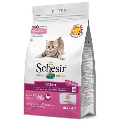 Schesir Cat Kitten - Сухий монопротеїновий корм з куркою для кошенят ШККК0.4 фото