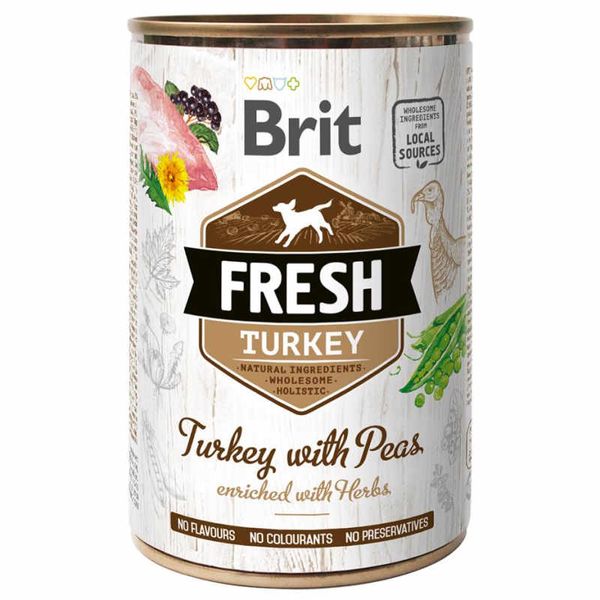 Brit Fresh Turkey & Peas - Консервы с индейкой и горошком для собак 100157/3879 фото