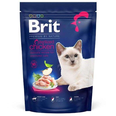Brit Premium by Nature Cat Sterilized Chicken - Сухий корм з куркою для дорослих стерилізованих котів 171846 фото