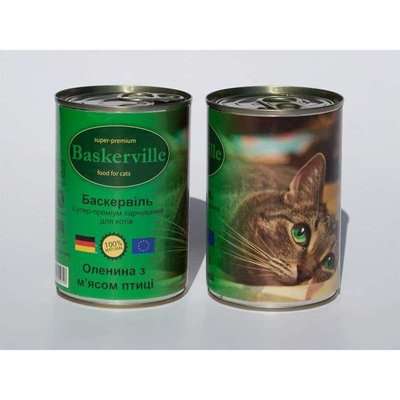 Baskerville Консерви для котів з олениною і курячим м'ясом 21537 фото
