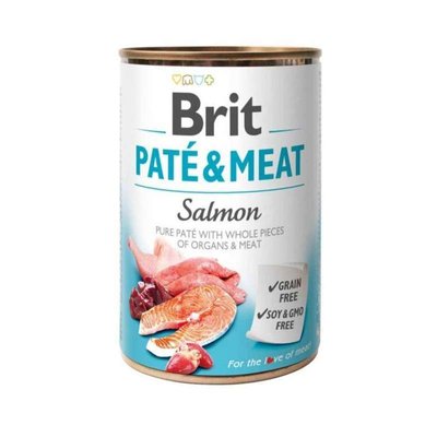 Brit PATE & MEAT Salmon - Консервований корм з лососем для собак 100864/100071/0267 фото