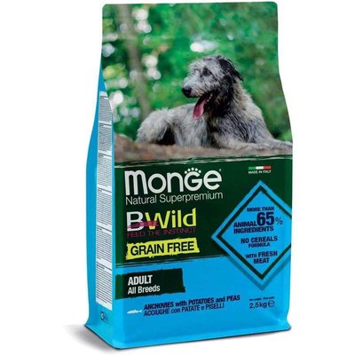 Monge BWild Grain Free Anchovies Adult All Breeds - Беззерновой корм c анчоусом для взрослых собак различных пород 70004701 фото