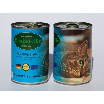 Baskerville Консервы для котов с индейкой и рыбой 21535 фото