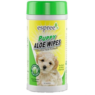 Espree Puppy Aloe Wipes - Влажные салфетки для очищения чувствительной кожи и шерсти щенков e01287 фото