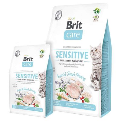 Brit Care Cat Sensitive Insect&Fresh Herring – Сухой беззерновой корм с насекомыми и сельдью для кошек с чувствительным пищеварением 171962 фото