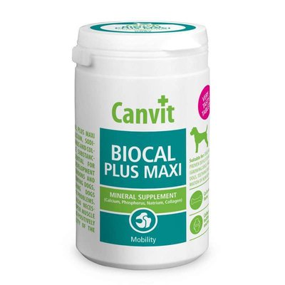 Canvit BIOCAL PLUS MAXI - Таблетки минеральные с коллагеном, для поддержки связок и суставов у собак can53145 фото
