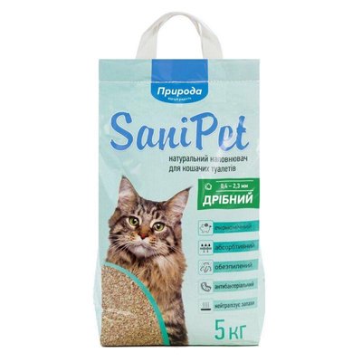 ТМ "Природа" Sani Pet - Мелкий бентонитовый наполнитель для кошачьих туалетов PR240784 мелкий NEW фото