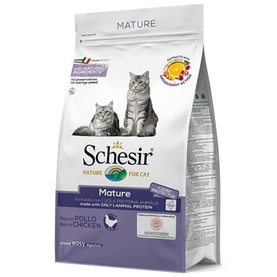 Schesir Cat Mature - Сухой монопротеиновый корм с курицей для пожилых котов ШКПК0.4 фото