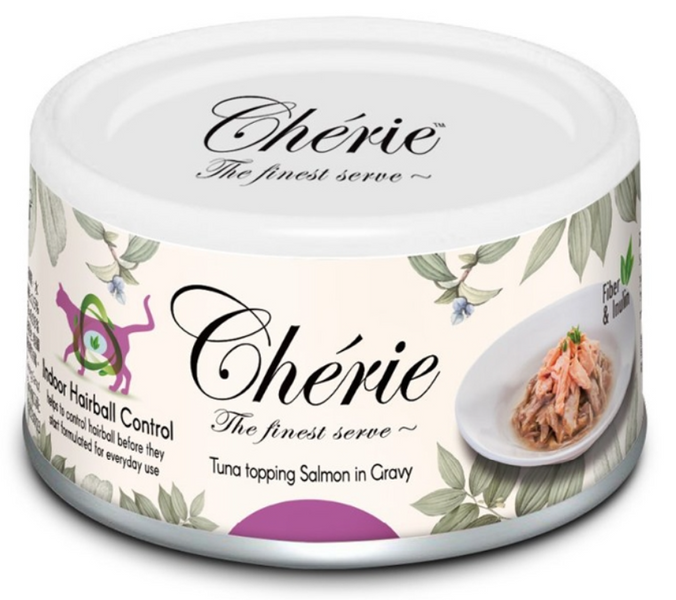 Cherie Hairball Control Tuna Salmon in Gravy - Влажный корм микс тунца с лососем в соусе для взрослых котов CHT15004 фото