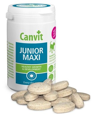 Canvit Junior Maxi - Комплекс витаминов для здорового роста и развитие щенков и молодых собак крупных пород на каждый день can53373 фото