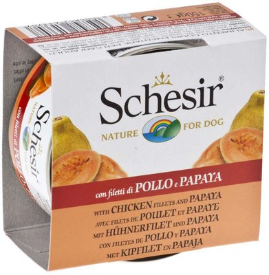 Schesir Chicken & Papaya - Консервований корм з куркою і папаєю для дорослих собак 613707 фото