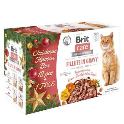 Brit Care Fillet in Gravy Set Cat – Різдвяний набір вологих кормів Філе в соусі для котів XMASS_00934 фото